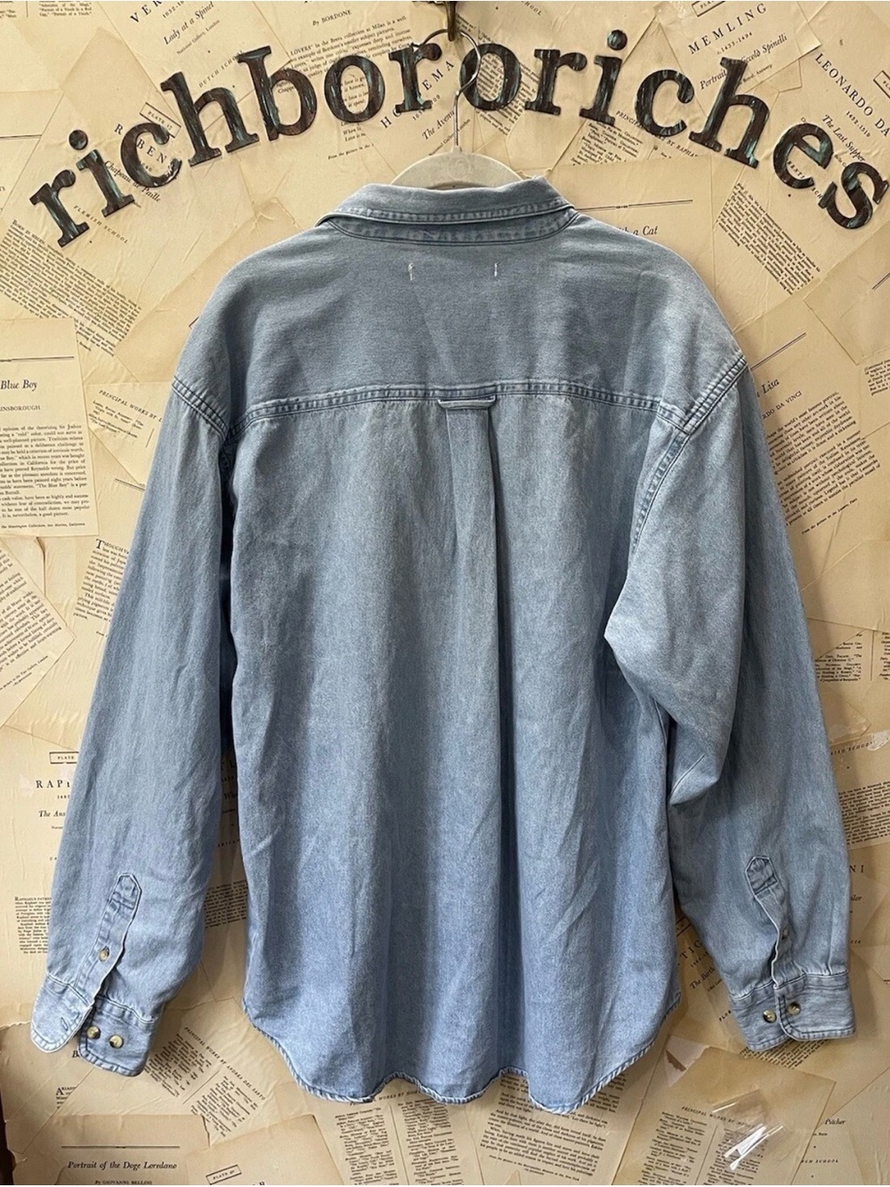 Free People x Tricia Fix Mixed Emotions Shirt Denim Sweatshirt Uncycled Rework - Picture 6 of 6